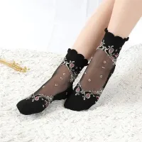 1 pair Women Floral Pattern Breathable Socks